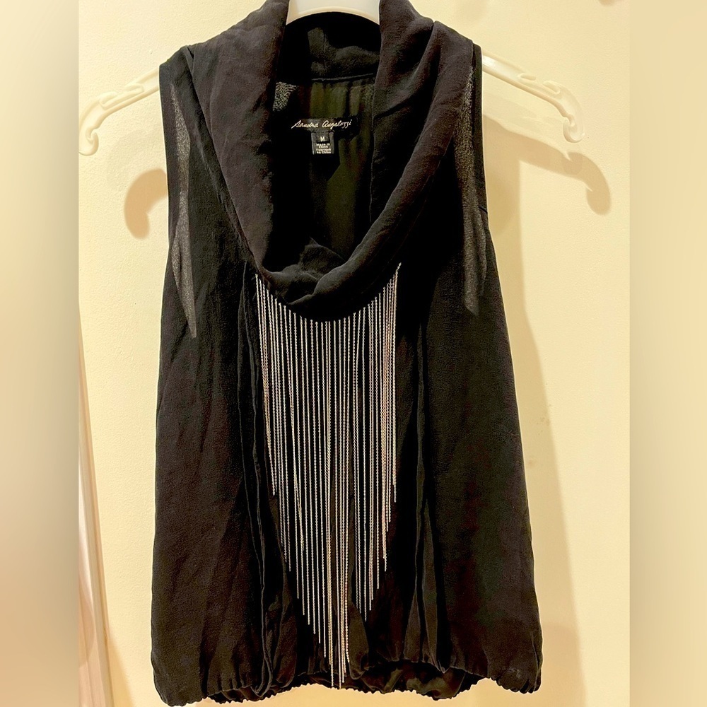 Beautiful silk top with chain  embellishments Medium